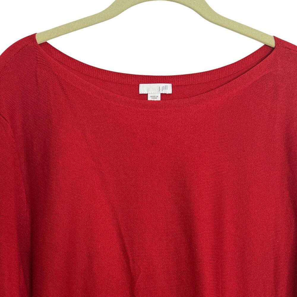 J Jill Womens Boatneck Knit Tunic Sweater Large Red Cotton Blend - Picture 2 of 6